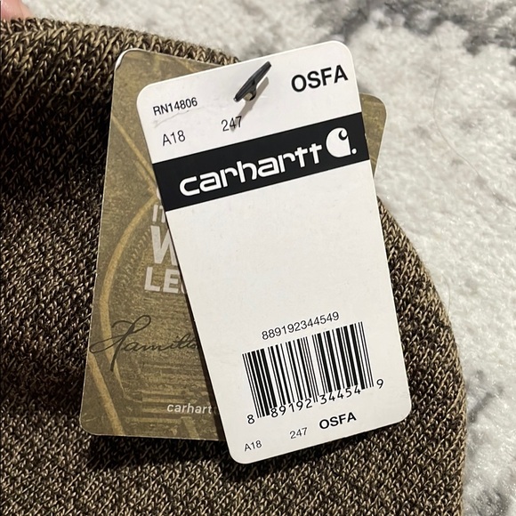 CARHARTT Brown Cuff Knit Beanie with Center Logo - Picture 2 of 10